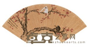 张善孖 1937年作 双猿图 扇面镜心 18X51cm